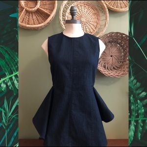 Theory Kalsing asymmetrical denim peplum top